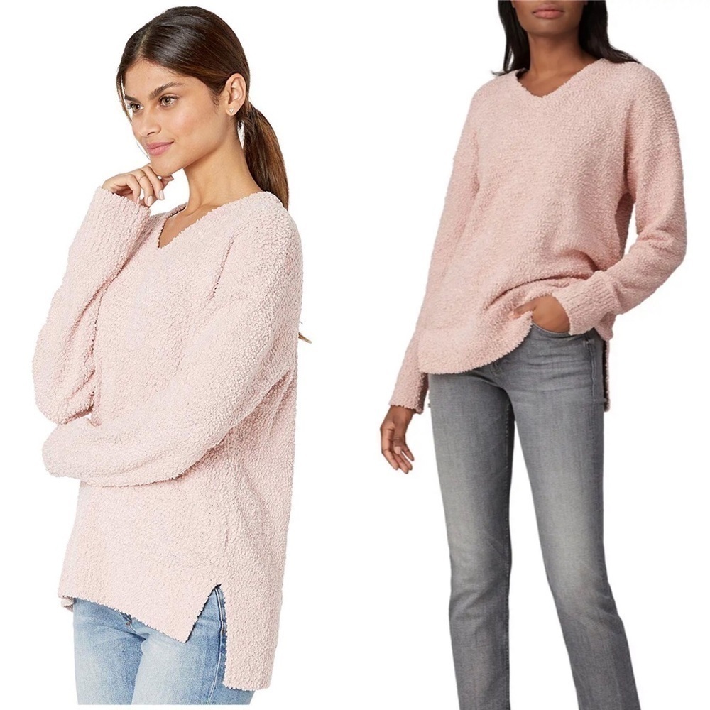 New Sanctuary V-neck Teddy Sweater in Rose Quartz